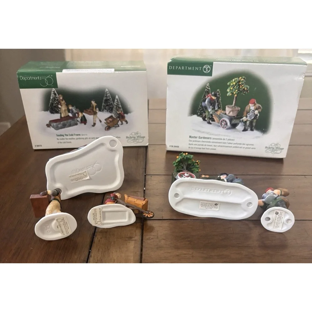 Dept 56 Dickens Village Master Gardeners:Tending The Cold Frame Lot 58458 58416